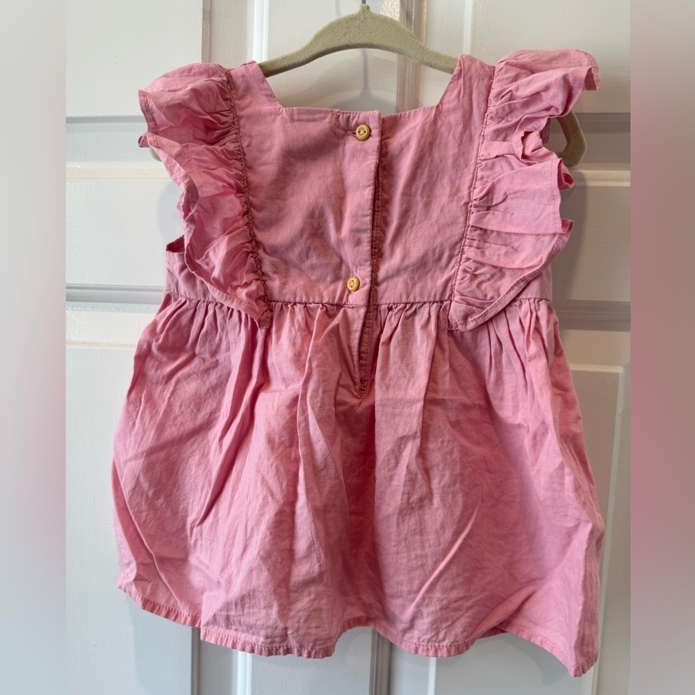 H&M pink ruffle 100% cotton top sleeveless blouse - Picture 4 of 4